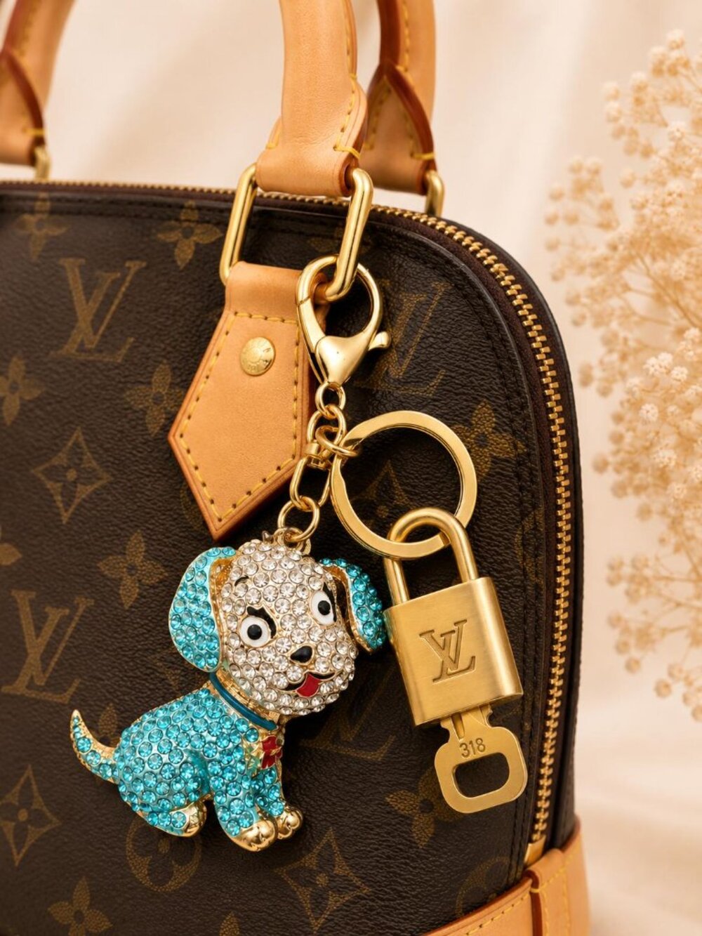 Louis Vuitton Authentic Gold Lock 🔒 Unbranded Dog Keychain Charm for Bags